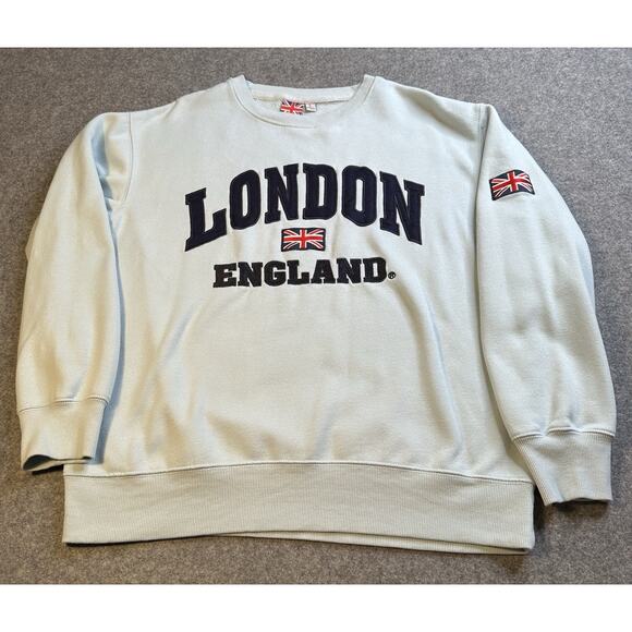 Woman’s Crew Neck London England Sweatshirt Size Large Light Blue KK Apparel - Picture 3 of 9